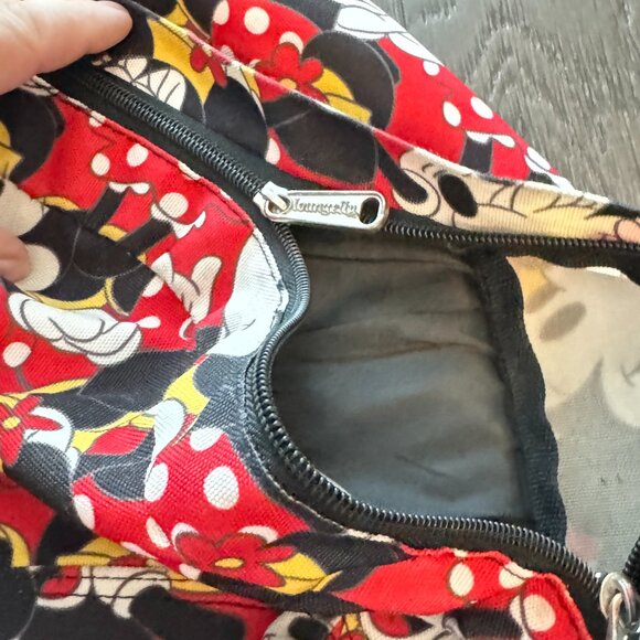 Vintage Minnie Mouse Backpack Red Black Fabric All over Print - Picture 5 of 6